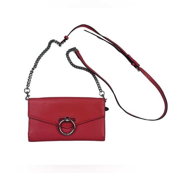 Rebecca Minkoff Crossbody Pebble Leather Jean Wallet On A Chain Grapefruit - Picture 1 of 11